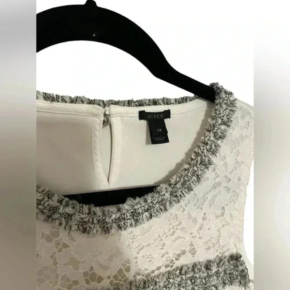 J. Crew Women’s Sleevless Tweed White & Grey Lace Top Size XS - Picture 3 of 6